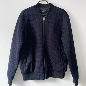 Zara Man Navy Quilted Bomber Jacket with Poly Filling